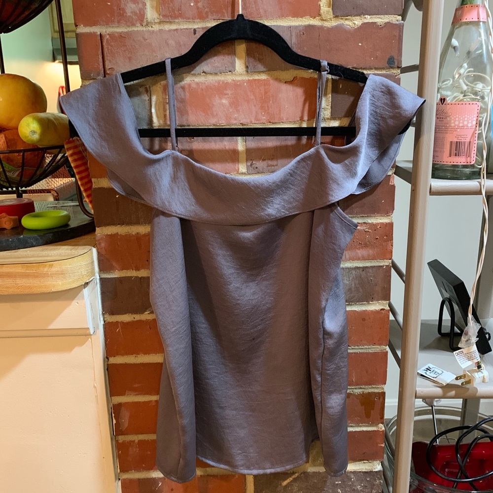 Express | Silver Off the Shoulder Strappy Top